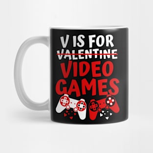 V Is For Video Games Valentines Day Gamer Boy Mug